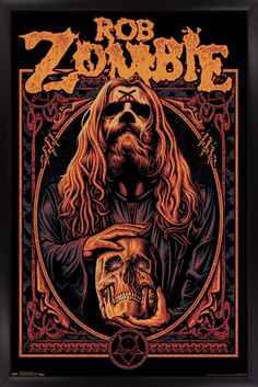 the poster for rob zombie's upcoming album, featuring an image of jesus holding a skull