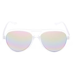 Claire's Frosted Aviator Sunglasses - Clear Modern Clear Aviator Sunglasses With Uva Protection, Summer Clear Aviator Sunglasses With Tinted Lenses, Clear Tinted Aviator Sunglasses For Summer, Clear Polycarbonate Sunglasses For Summer, Summer Clear Tinted Aviator Sunglasses, Trendy Clear Sunglasses With Mirrored Lenses, Summer Clear Polycarbonate Sunglasses, Casual Clear Sunglasses With Mirrored Lenses, Summer Clear Glass Sunglasses