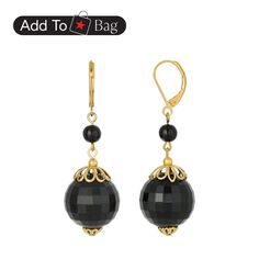 in stock Elegant Black Bead Earrings, Nickel Free Black Round Bead Earrings, Elegant Black Beaded Earrings With Faceted Beads, Elegant Black Round Bead Earrings, Black Faceted Beads Earrings For Party, Black Faceted Bead Earrings For Gift, Black Faceted Beads Earrings For Gift, Artisan Black Beaded Dangling Earrings, Elegant Black Nickel-free Beaded Earrings