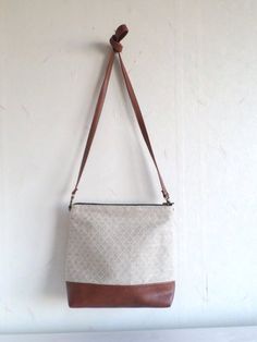 Crossbody leather bag Linen cross body bag Geometric print | Etsy Beige Canvas Crossbody Bag With Leather Handles, Brown Hobo Bag Tote, Brown Hobo Bag With Canvas Lining For Everyday Use, Brown Square Canvas Bag For Everyday Use, Brown Square Canvas Bag With Leather Handles, Brown Canvas Hobo Crossbody Bag, Brown Canvas Crossbody Hobo Bag, Light Brown Bags With Leather Trim For Everyday Use, Brown Crossbody Satchel With Canvas Lining