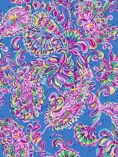 an image of a blue and pink paisley pattern