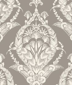 an ornate wallpaper pattern in grey and white