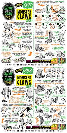 an illustrated poster showing how to draw monsters