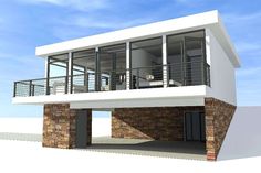 an architectural rendering of a modern house with balcony and balconies on the second floor