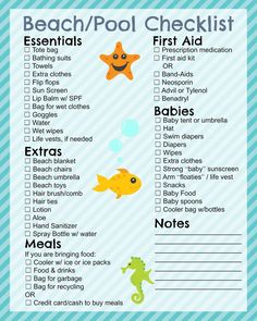 the beach / pool checklist is an easy and fun way to keep kids entertained