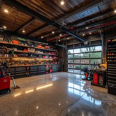 Fancy Garage Interior, Rustic Garage Ideas, Rv Garages, Concrete Grinder, Garage Workshop Layout, Garage Workbench Plans, Garage Builders, Garage Design Interior, Garage Workshop Organization