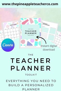 The Teacher Planner 2022-2023 Toolkit has everything you need to get through the school year organised. Design your planner exactly the way you want it! 2023 Daily Planner, Teacher Organisation, Printable Teacher Planner, Teaching Binder, Planner School, Preschool Schedule, Preschool Lesson Plan, Planner 2022