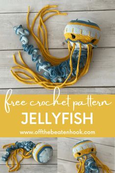 crocheted jellyfish is featured in this free pattern