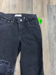 Brand: ABERCROMBIE AND FITCH Style: JEANS STRAIGHT Color: BLACK DENIM Size: 2/26SKU: 137-137189-24805 CONDITION: GENTLY USED Black Ripped Mid-rise Jeans, Spring Black Ripped Jeans, Black High Rise Grunge Jeans, Grunge High-rise Black Jeans, Urban Black Bottoms With Frayed Hem, Black Grunge Jeans For Spring, Black Distressed Cutoff Jeans, Black Cutoff Bottoms For Fall, Fitted Cutoff Jeans For Streetwear