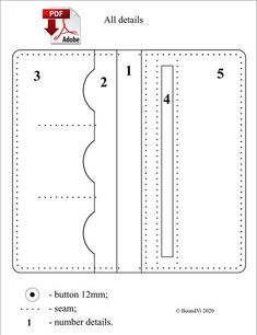 the instructions for how to make a paper wallet with holes and numbers on each side