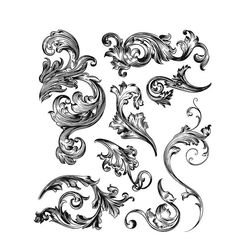 an ornate design in black and white