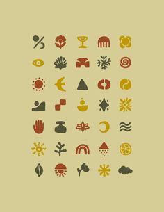 an image of different types of symbols on a beige background with the words,'what do you see here? '