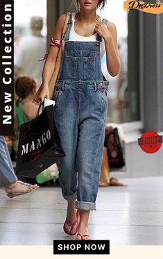 Casual Ripped Denim Overalls