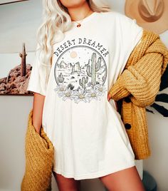 Desert Dreamer, Alien Shirt, Music Shirts, Country Music Shirts, Western Graphic Tees, Oversized Graphic Tee, Country Shirts, Cow Girl, Baby Shirts