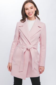 Lapel Collared Trench Coat with Waist Tie Brand: Love Tree Style: 80174JH Fabric: 100% polyester Details: Long Pink Trench Coat, Dainty Accessories, Trench Coat Dress, Backless Long Dress, Winter Skirt Outfit, Cozy Tops, Wear Crop Top, Sleeveless Long Dress, Sash Belt