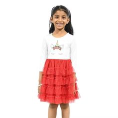 Lilt Little Girls 3/4 Sleeve Fitted Sleeve Tutu Dress, Color: Ivory Red - JCPenney Red Tutu Skirt, Red Tutu, Unicorn Graphic, Tutu Skirt, Mary Jane Shoes