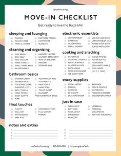 the move - in checklist is shown with camouflage background