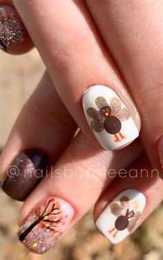 40 Beautiful Thanksgiving Nail Art Designs For Fall Season EcstasyCoffee Nails Thanksgiving, Turkey Nails, Fall Thanksgiving Nails, Thanksgiving Nail Designs, Thanksgiving Nail Art, Thanksgiving Nail, Fall Gel Nails, Fall Nail Art Designs, Thanksgiving Nails