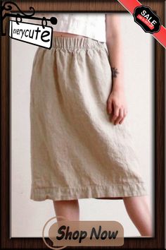 Ladies Cotton Linen Casual Loose Skirt Casual Pencil Skirt For Daywear, Summer Pencil Skirt For Daywear, Beige Relaxed Fit Skirt For Spring, Casual Beige Skirt For Daywear, Casual Knee-length Skirt For Daywear, Casual Beige Gathered Skirt Bottoms, Loose Skirt, Linen Casual, The Picture