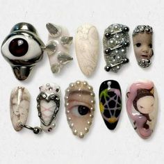 Indie Sleaze Nails, Satanic Nails, Innerbloom Nails, Vivienne Westwood Nails, Medium Almond, Nails Tips, Fire Nails