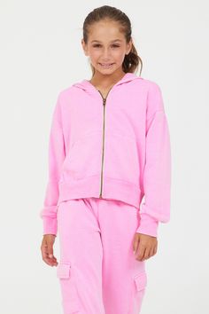 The Pink Solid Crop Zip Hoodie features: Zip up Hoodie Front pockets Cropped Pretty Candy, Cargo Sweatpants, Lounge Looks, Kids Tie Dye, Vintage Swim, Rompers For Kids, Pink Shade, Pink Solid, Vintage Havana