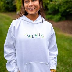 This trendy & unique Big Breaker Gildan embroidered sorority hoodie sweatshirt is sure to stand out on any campus! Grab one for you, your big/little, or a group of sisters Picture Details ⭑ #1-5: White sweatshirt (Kappa Delta) ⭑ The thread colors are shades of green and cannot be changed! Care Instructions ⭑ Wash inside out on cold & air dry for best results ⭑ Do not dry clean ⭑ Light iron if necessary ⭑ Care instructions are included with every order. We are not responsible for damages if not c Sorority Letter Print Sweatshirt For Spring, Sorority Embroidery Sweatshirt, Sorority Stitched Letters Simple Sweatshirt, Sorority Sweatshirts & Hoodies, Aka Sorority Gifts Sweatshirts & Hoodies, Sister Pictures, Gildan Hoodie, Neck Hoodie, Kappa Delta