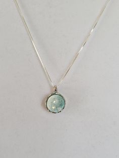 "This Geode pendant is such a gorgeous color. This delicate chain is an 18\" L box chain.  There is a sturdy Spring ring closure for your security. This Silver plated pendant has an Aqua Geode in a Bezel set setting.  The colors vary within this Geode, and there is a lot of natural crystal sparkle. 39.00 Gift Box Included" Adjustable Blue Necklace For Her, Adjustable Blue Necklace As A Gift For Her, Minimalist Silver Birthstone Necklace With Adjustable Chain, Silver Birthstone Necklace With Delicate Chain For Gifts, Light Blue Round Birthstone Jewelry, Silver Birthstone Pendant Necklace With Delicate Chain, Light Blue Sterling Silver Birthstone Necklace, Light Blue Round Birthstone Necklace, Light Blue Birthstone Necklace