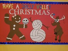 a bulletin board with an image of two bears and a ball of yarn