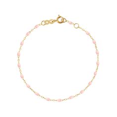 Gigi Clozeau - Classic Gigi Baby Pink bracelet, Yellow Gold, 5.9 Pink Jewels, Bracelet Rose Gold, Resin Bracelet, Classic Bracelets, Gold Baby, Resin Beads, Pink Bracelet, Jewelry Inspo, Dream Jewelry