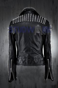 Studded Button Jacket, Silver Spike Shoulders Jacket, Spiked Collar Leather Jacket Men, Steam Punk Spike Stud Work Spectators Studded Jacket Any custom changes you want is possible please send message for further details Studded Jacket made with 100 % Genuine Top Quality Cowhide Leather Silver Studded High Quality Studs. Each securely added by hand Cropped, Vintage - Inspired / Moto / Biker Fit 0.9 to 1.0 MM Cowhide Leather used Soft Black Real Leather All sizes Available Make sure to Look at th Spiked Collar, Studded Leather Jacket, Collar Leather Jacket, Studded Jacket, Button Jacket, Studded Leather, Steam Punk, Leather Silver, Leather Jackets Women