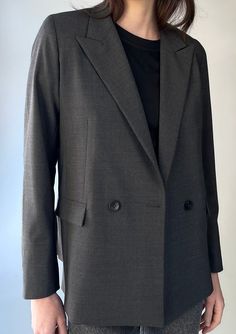 Italian Wool Blazer gray#color_dark-gray Everyday Black Bag, Gray Single-breasted Winter Blazer, Luxury Gray Wool Blazer, Dark Grey Blazer, Fitted Single-breasted Gray Blazer, Gray Double-breasted Blazer With Button Closure, Gray Wool Single-breasted Outerwear, Gray Blazer, Black Glamour