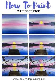 how to paint a sunset pier with step by step instructions