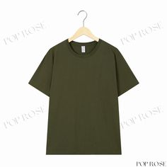 Upgrade Version Loose Fit Solid Color Cotton T-shirt Blank Short Sleeve Promotional Shirt Cultural Shirt Printing Shirt Printing, Army Green, Cotton T Shirt, Short Sleeves, Solid Color, Crew Neck, T Shirt, Clothes, Color