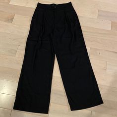 Soft Lyocell Blend Beautiful High Waist Wide Leg Pants In New Without Tags Condition Size Small Inseam Is 28” Waist Laying Flat Is 14” Black Wide Leg Workwear Pants With Elastic Waistband, Black Wide Leg Pants With Elastic Waistband For Work, Black Wide Leg Pants For Work With Elastic Waistband, Black Wide Leg Bottoms For Business Casual, Black Long Pants For Work, Black Workwear Bottoms Long Pants, Black Workwear Bottoms, Black Cotton Wide Leg Pants For Work, Zara Wide Leg Workwear Bottoms