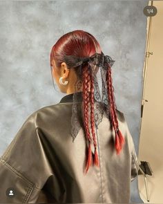 Y2k Hairstyles, Ribbon Hairstyle, Work Hairstyles, Penteado Cabelo Curto, Hair Stylist Life, Hair Inspo Color, Aesthetic Hair