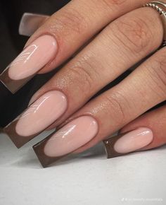 Brown Acrylic Nails, Nails Luxury, Retro Nails, Work Nails, Basic Nails, Short Square Acrylic Nails, Brown Nails