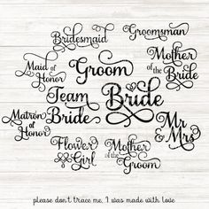 the bride and groom names are shown in black ink on white wood planks, with text