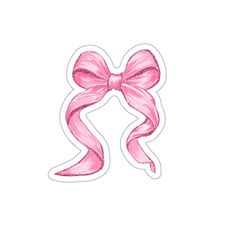 a pink bow sticker on a white background