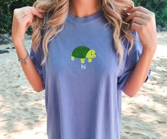 Turtle Shirt Sea Turtle T Shirt Comfort Colors© T Shirt - Etsy Fun Green T-shirt For The Beach, Green Summer Shirt With Funny Print, Summer Green Tops With Funny Print, Green Screen Print Tops For Vacation, Green Crew Neck Summer Shirt, Green Crew Neck Shirt For Summer, Green Fun T-shirt For Beach Season, Green Vacation T-shirt With Screen Print, Green T-shirt With Funny Print For Vacation