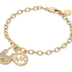 Michael Kors Lock Bracelet Goldtone Brass New In Gift Box Lock Bracelet, Michael Kors Bracelet, Gold Heart Bracelet, Open Cuff Bracelet, Michael Kors Jewelry, Jewelry Accessories Ideas, Buckle Bracelet, Rose Gold Watches, Gold Charm Bracelet