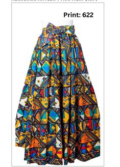 Introducing the Ankara Maxi Skirt - a stunning addition to any wardrobe. This skirt features a vibrant Ankara print, elevating any outfit with its unique and bold design. Crafted with premium materials for a luxurious feel, this skirt will make you feel like a fashion icon. Embrace sophistication and style with the Ankara Maxi Skirt.  Fits up to 2X. Made of 100% cotton. 42" inches long in length. Maxi Skirt Fits, Ankara Maxi Skirt, Maxi Skirt With Pockets, Maxi Rock, Non-stretch Multicolor Bohemian Maxi Skirt, Print Maxi Skirt, African Print Maxi Skirt, Ankara Print, Skirt With Pockets