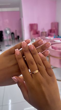 Cute Professional Nails, Powder Dip French Manicure, Chubby Fingers Nails, Short Acrylic Toe Nails, Chubby Fingers With Acrylics, Real Nails Manicure Ideas, Nails For Fat Fingers, Short And Simple Nails, Clear Pink Acrylic Nails