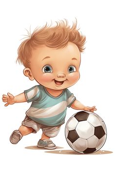 Young footballer. Юный футболист. PNG. Big Head Baby, Baby Boy Football, Football Clipart, Peter Rabbit And Friends, Chibi Boy, Belly Painting, Happy Birthday Baby, Cool Pencil Drawings, Baby Painting