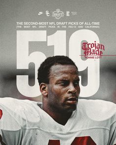 a football player with the number 50 on his jersey is shown in this advert