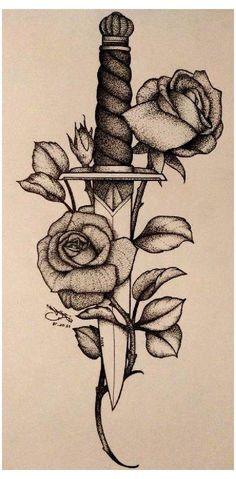 A Drawing, Roses, Tattoos, Art