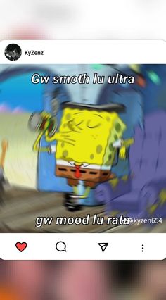 an animated image of a cartoon character on the phone with caption that reads gw smooth lu ultra