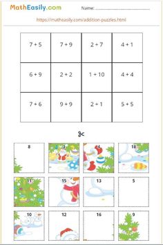 a printable christmas themed worksheet for kids to practice counting and subming numbers