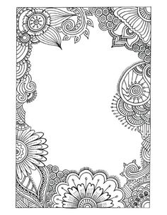 a black and white drawing of an ornate frame