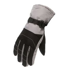 a pair of black and grey gloves on a white background