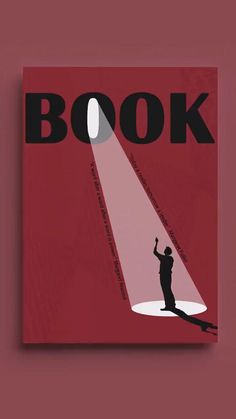 a book cover with a man standing under a light on top of a red background